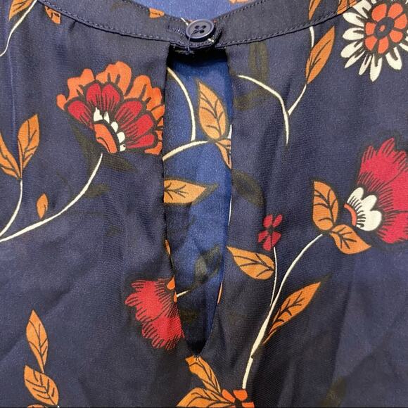 Cupcakes and Cashmere Floral Dress Navy Blue Long Sleeve Keyhole Sheer Gypsy - Picture 4 of 5